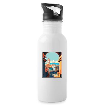 Barcelona Spain Vintage Travel Poster WPA Souvenir - Water bottle with straw - white - Right