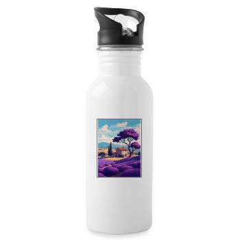 Provence Frankreich Vintage Reiseposter WPA Souvenir - Trinkflasche mit integriertem Trinkhalm - Weiß - Rechts