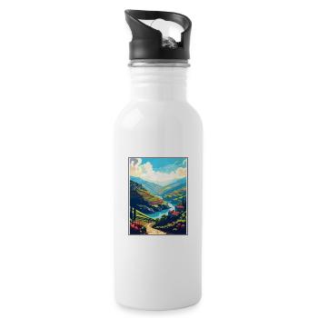 Douro Valley Portugal Vintage Travel Poster WPA - Water bottle with straw - white - Right