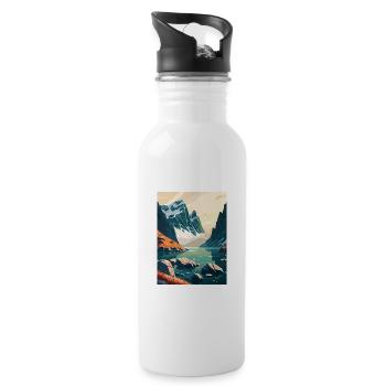 Bodo Norwegen Norwegischer Vestfjord Reiseposter - Trinkflasche mit integriertem Trinkhalm - Weiß - Rechts