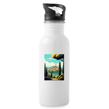 Montepulciano Italie Vintage voyage affiche Souvenir - Gourde avec paille intégrée - blanc - Droite