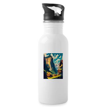 Lauterbrunnen Switzerland Vintage Travel Poster - Water bottle with straw - white - Right