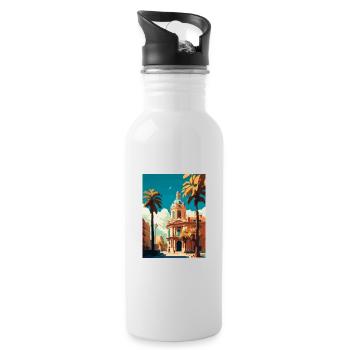 Valencia Spanien Vintage Reiseposter WPA Souvenir - Trinkflasche mit integriertem Trinkhalm - Weiß - Rechts