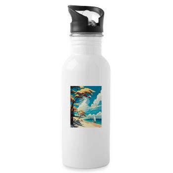 Rugen Island Germany Vintage Travel Poster WPA Art - Water bottle with straw - white - Right