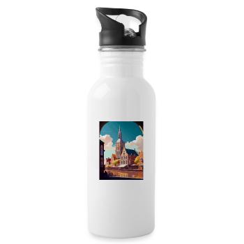 Haarlem Netherlands Vintage Travel Poster Souvenir - Water bottle with straw - white - Right