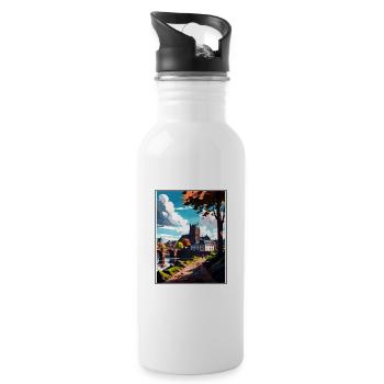 Trier Germany Vintage Travel Poster WPA Souvenir - Water bottle with straw - white - Right
