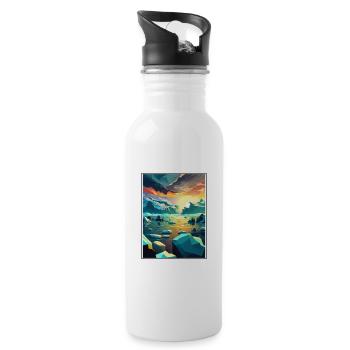 Jokulsarlon Iceland Vintage Travel Poster Souvenir - Water bottle with straw - white - Right