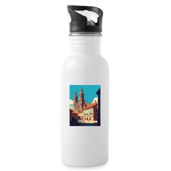 Santiago De Compostela Spain Vintage Travel Poster - Water bottle with straw - white - Right