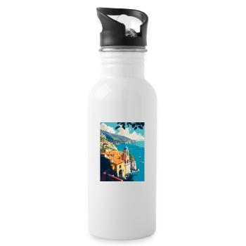 Amalfi Italie Vintage voyage affiche WPA Souvenir - Gourde avec paille intégrée - blanc - Droite