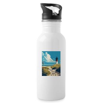 Sylt Insel Deutschland Vintage Reiseposter Souvenir - Trinkflasche mit integriertem Trinkhalm - Weiß - Rechts
