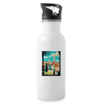 Siena Italien Dekoration Vintage Reiseposter WPA - Trinkflasche mit integriertem Trinkhalm - Weiß - Rechts