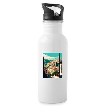 Granada Spain Vintage Travel Poster WPA Souvenir - Water bottle with straw - white - Right
