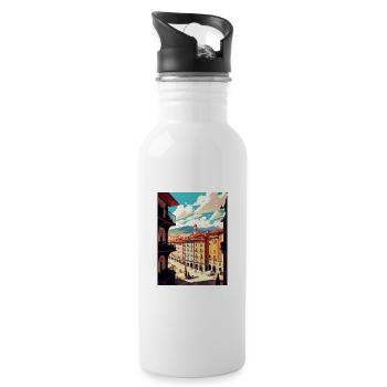 Pamplona Spanien Vintage Reiseposter WPA Souvenir - Trinkflasche mit integriertem Trinkhalm - Weiß - Rechts