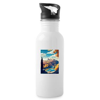 Toledo Spanien Vintage Reiseposter WPA Souvenir - Trinkflasche mit integriertem Trinkhalm - Weiß - Rechts