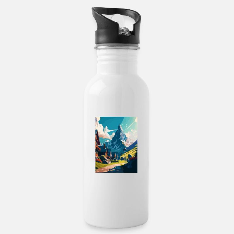 Grindelwald Schweiz Vintage Reiseposter WPA - Trinkflasche mit integriertem Trinkhalm - Weiß