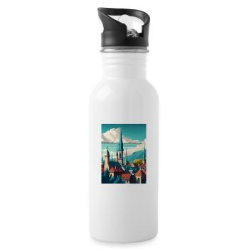 Bern Schweiz Vintage Reiseposter Souvenir - Trinkflasche mit integriertem Trinkhalm - Weiß - Rechts