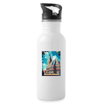 The Hague Decoration Vintage Travel Poster WPA Art - Water bottle with straw - white - Right