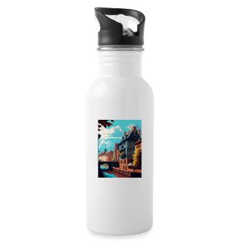 Strasbourg Decoration France Vintage Travel Poster - Water bottle with straw - white - Right