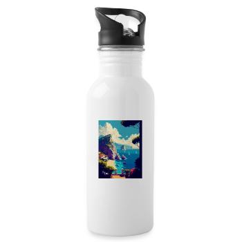 Capri Italien Dekoration Vintage Reiseposter WPA - Trinkflasche mit integriertem Trinkhalm - Weiß - Rechts