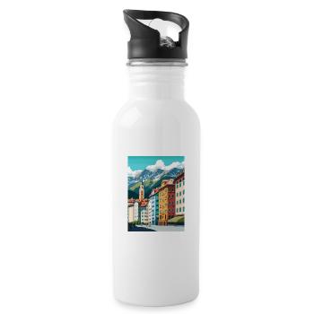 Innsbruck Austria Vintage Travel Poster Souvenir - Water bottle with straw - white - Right
