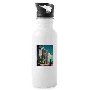 Reims Frankreich Vintage Reiseposter WPA Souvenir - Trinkflasche mit integriertem Trinkhalm - Weiß - Rechts