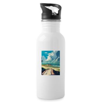 Vandvoort West Decoration Netherlands Souvenir - Water bottle with straw - white - Right