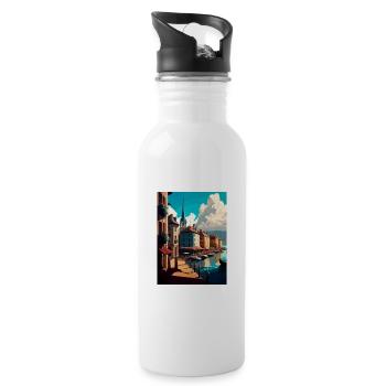 Bayonne France Vintage Travel Poster WPA Souvenir - Water bottle with straw - white - Right