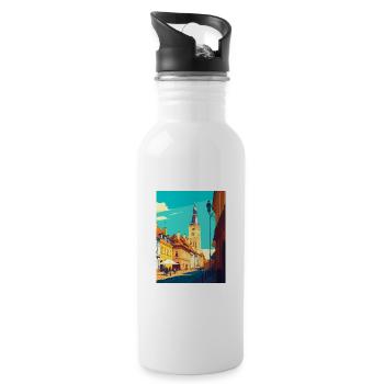 Sibui Roumanie Vintage voyage affiche WPA Souvenir - Gourde avec paille intégrée - blanc - Droite