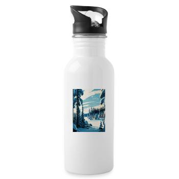 Lappland Finnland Insel Vintage Reiseposter WPA - Trinkflasche mit integriertem Trinkhalm - Weiß - Rechts