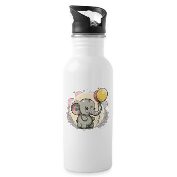 Bébé éléphant amour - Gourde avec paille intégrée - blanc - Droite