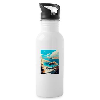 Insel Pag Kroatien Vintage Reiseposter Souvenir - Trinkflasche mit integriertem Trinkhalm - Weiß - Rechts