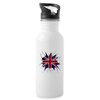 Drapeau Union jack verre brisé - Gourde avec paille intégrée - blanc - Droite