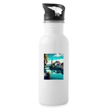 Schaffhausen Schweiz Vintage Reiseposter WPA - Trinkflasche mit integriertem Trinkhalm - Weiß - Rechts