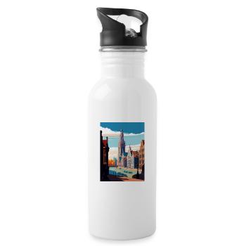 Antwerp Belgium Vintage Travel Poster WPA Souvenir - Water bottle with straw - white - Right