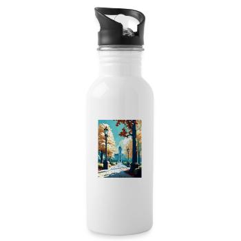 Brussels Park Belgium Vintage Travel Poster WPA - Water bottle with straw - white - Right
