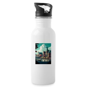 Zwolle Niederlande Vintage Reiseposter Souvenir - Trinkflasche mit integriertem Trinkhalm - Weiß - Rechts