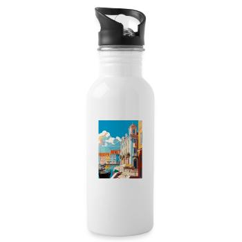 Aveiro Portugal Vintage Travel Poster WPA Souvenir - Water bottle with straw - white - Right