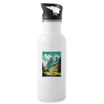 Saanen Switzerland Vintage Travel Poster Souvenir - Water bottle with straw - white - Right