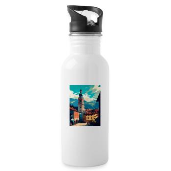 Feldkirch Austria Vintage Travel Poster Souvenir - Water bottle with straw - white - Right
