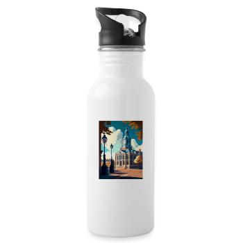 Breda Niederlande Vintage Reiseposter Souvenir - Trinkflasche mit integriertem Trinkhalm - Weiß - Rechts