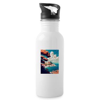 Punta Rata Kroatien Vintage Reiseposter Souvenir - Trinkflasche mit integriertem Trinkhalm - Weiß - Rechts