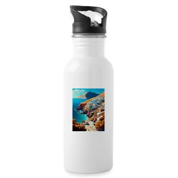 Folegandros Grèce Décoration Affiche De Voyage - Gourde avec paille intégrée - blanc - Droite