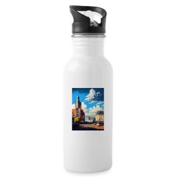Ostrava Czech Republic Vintage Travel Poster WPA - Water bottle with straw - white - Right