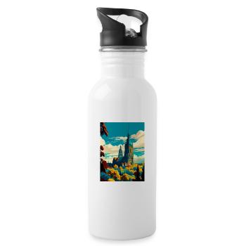 Kassel Germany Vintage Travel Poster WPA Souvenir - Water bottle with straw - white - Right