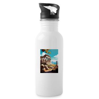 Athens Greece Decoration Vintage Travel Poster WPA - Water bottle with straw - white - Right