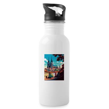 Brünn Tschechische Republik Vintage Reiseplakat Souvenir - Trinkflasche mit integriertem Trinkhalm - Weiß - Rechts