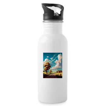 Skåne Schweden Vintage Reiseposter WPA Souvenir - Trinkflasche mit integriertem Trinkhalm - Weiß - Rechts