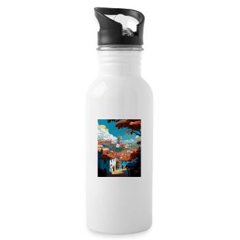 Tomar Portugal Vintage voyage affiche WPA Souvenir - Gourde avec paille intégrée - blanc - Droite