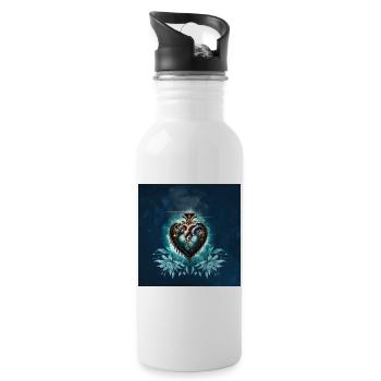 Wonderful and elegant steampunk heart. - Water bottle with straw - white - Right