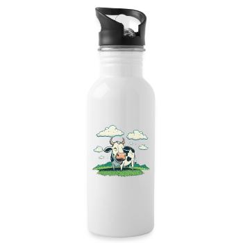 Contented Cow - Water bottle with straw - white - Right